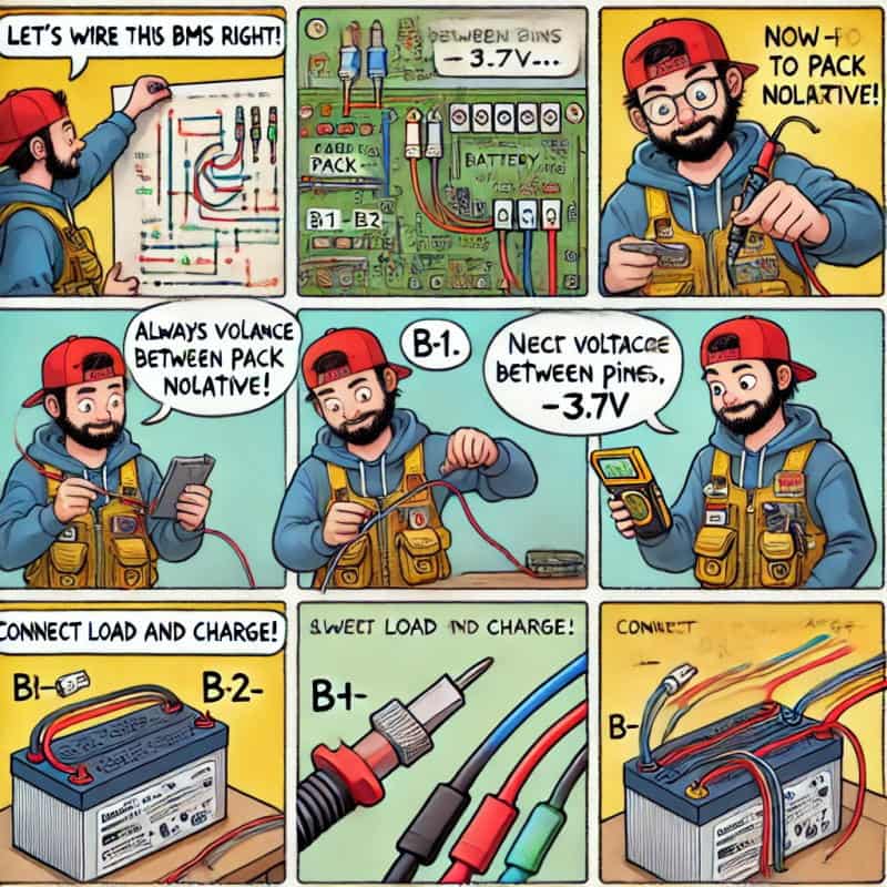 bms battery wiring checklist with harness order and polarity