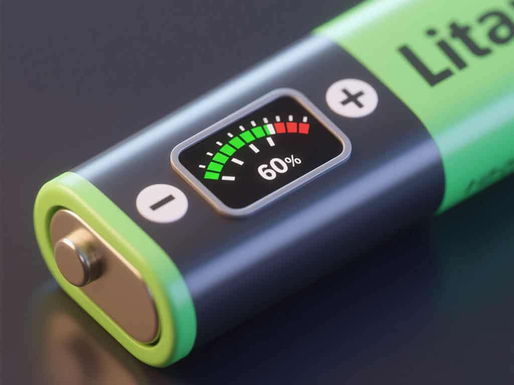 Lithium battery storage around 60 percent state of charge